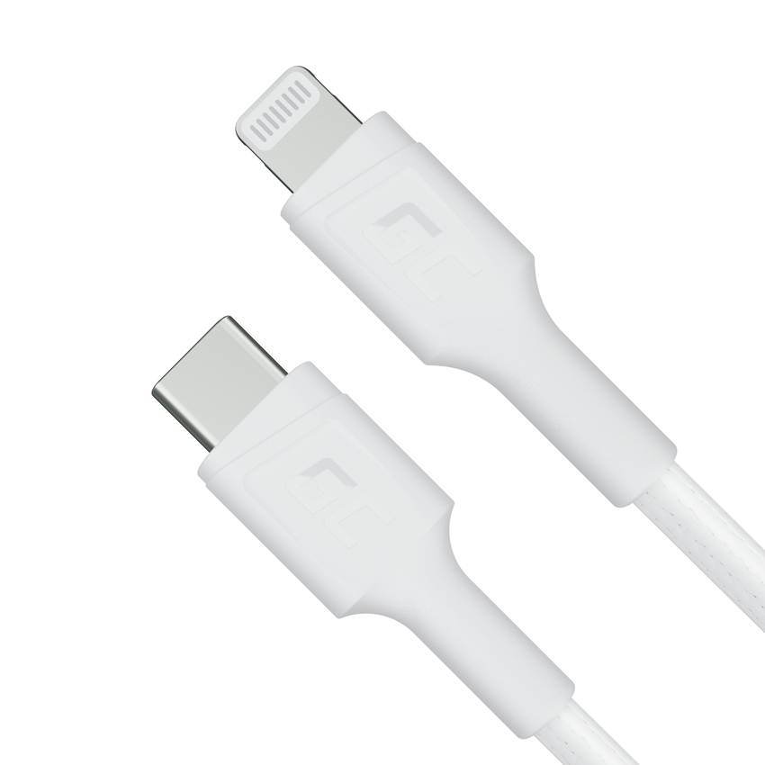 bel USB-C - Lightning MFi 1m kabel za Apple iPhone Green Cell PowerStream, with napajalni kabel fast charging (KABGC07W)