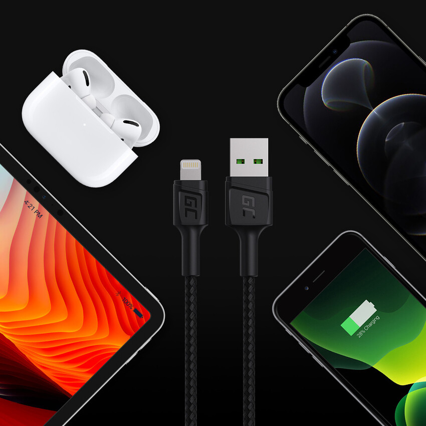 Green Cell kabel GC PowerStream USB-A - Lightning 120cm quick charge Apple 2.4A (KABGC21)