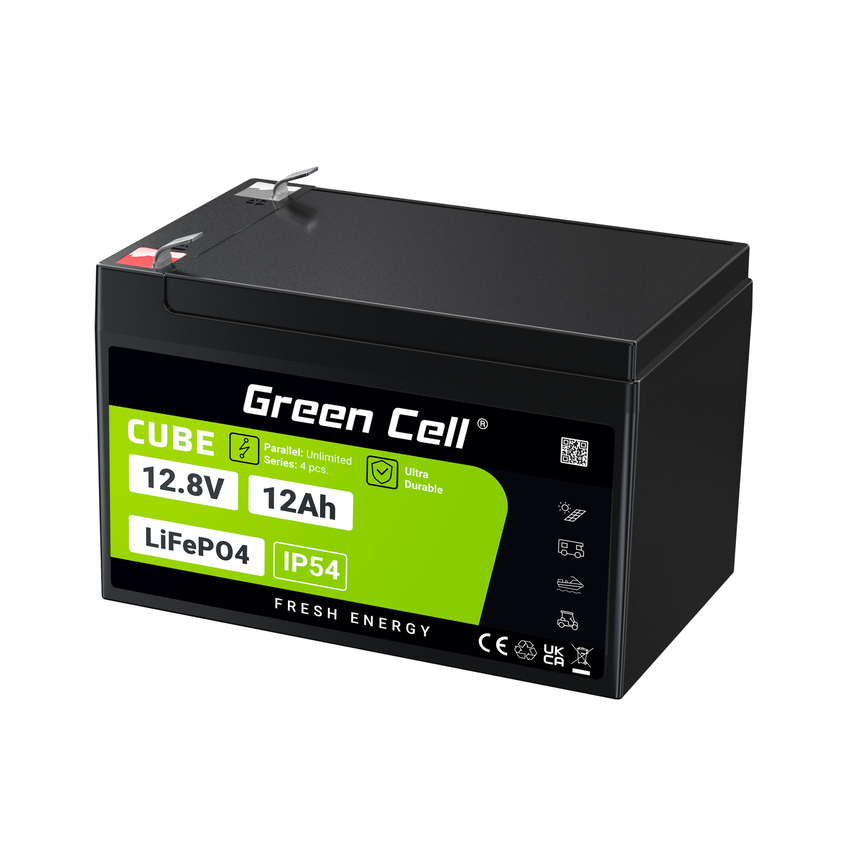 Green Cell CUBE LiFePO4 12Ah 12.8V 153.6Wh Lithium Iron Phosphate baterija za Wheelchair, Toy, Scooter (LFPGC12V12AH)