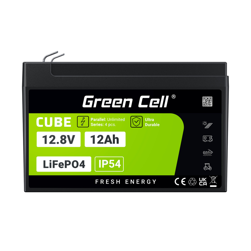 Green Cell CUBE LiFePO4 12Ah 12.8V 153.6Wh Lithium Iron Phosphate baterija za Wheelchair, Toy, Scooter (LFPGC12V12AH)